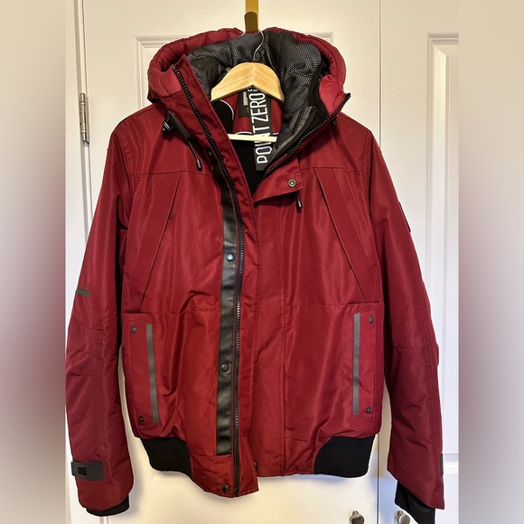 Point Zero Bomber Jacket in dark Red. Very warm jacket, perfect for winter - Picture 2 of 6